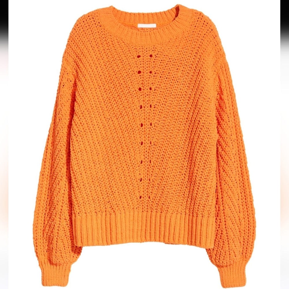 H&M textured-knit Drop Shoulders Wide Sleeves Chenille Women's sweater Size M